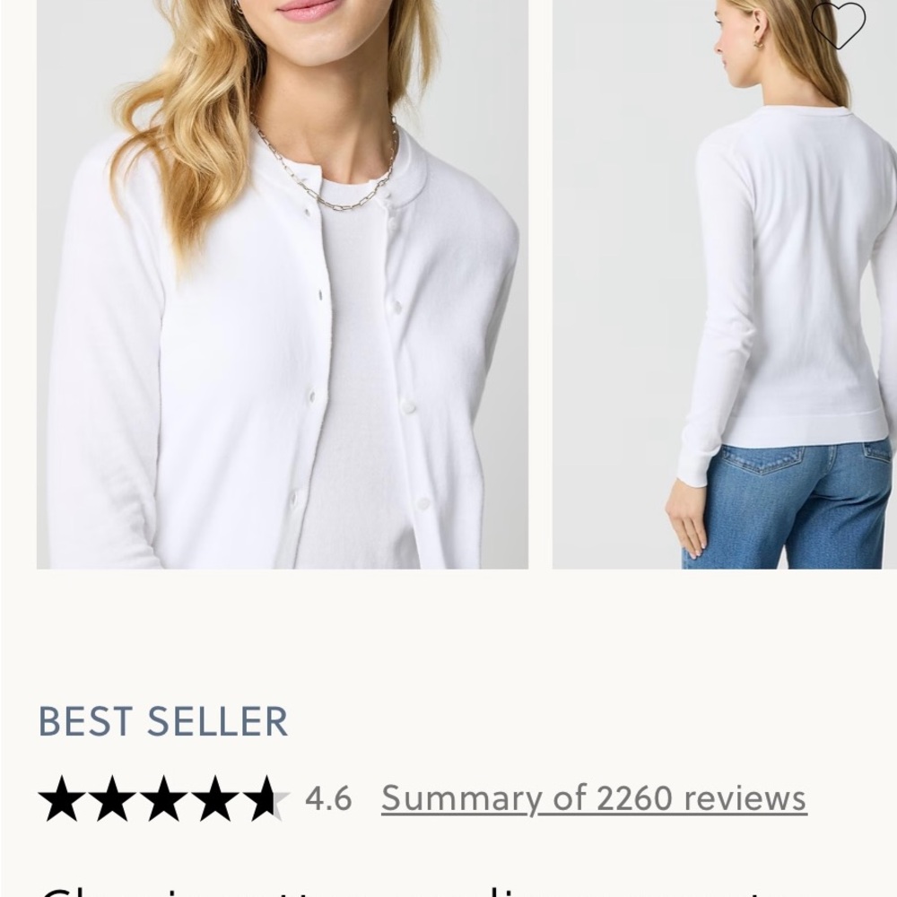 J. Crew Factory White Cardigan Sweater